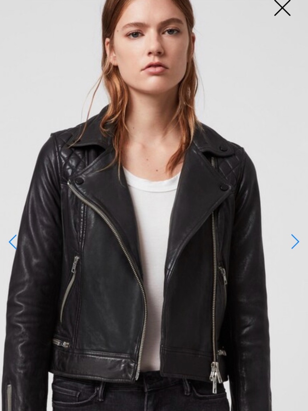 AllSaints Black Leather Asymmetric Moto Jacket